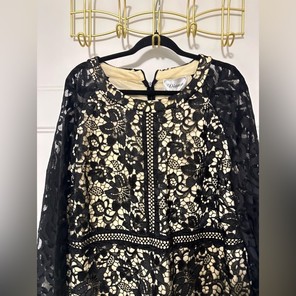 Black Floral Lace Midi Dress - Picture 2 of 7